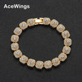 AB023 10mm Hip Hop Bracelet for Men and Women Alloy Crystal Bracelet