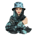 New Fashion Women Spring Summer Beach UV protection Sun Hat Tie Dye Cotton Bucket Hat Spring Tie Dye Hat With Long  Scarf