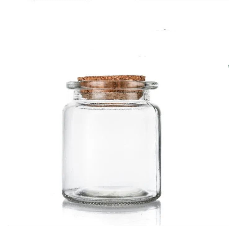 300ml 10oz Empty Round Glass Jar Glass Spice Container Jars with Wooden Cork for Food Storage Kitchen Storage