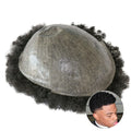 Thin Skin 130% Density Afro Men Wig Hairpieces Wave Toupee Black Remy Human Hair Replacement for Black Men