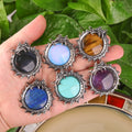 Vintage Children's Crystal Coin Stone Charm Dragon Energy Pendant Antique Silver Plated Crafts Supplies for Jewelry Making