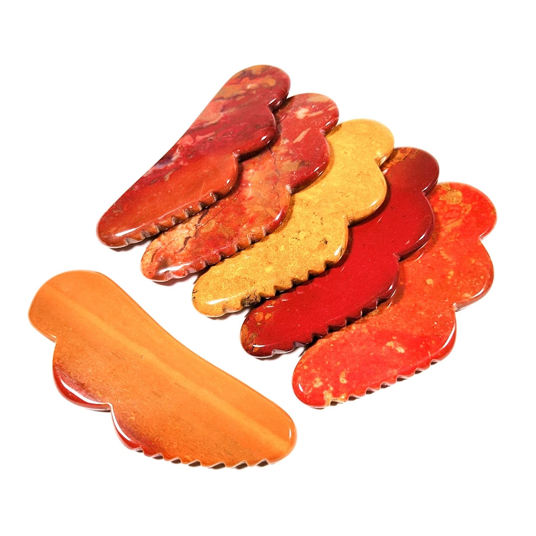 Huiying Summer Best Sell Face Slimming Jagged Mookaite Jasper Stone Body Scraping Massage Tool Board Wing Face Gua Sha Beauty