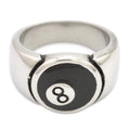 Trendy New Unisex Custom Simple Round Style Stainless Steel Chunky Snooker Black 8 Ball Enamel Casual Fashion Jewelry Rings