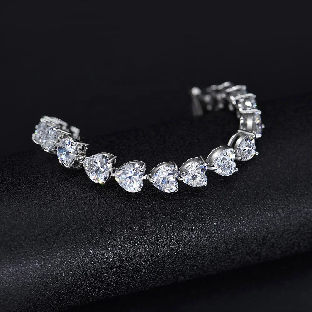 New Arrival Hot Sale 925 Sterling Silver Jewelry Wholesale High Quality Heart Tennis Bracelet Jewelry