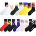 HF Fashion Flame Floral Pattern Hip Hop Skateboard Street Socks for Men Women Breathable Knitted Crew 100% Cotton for Spring