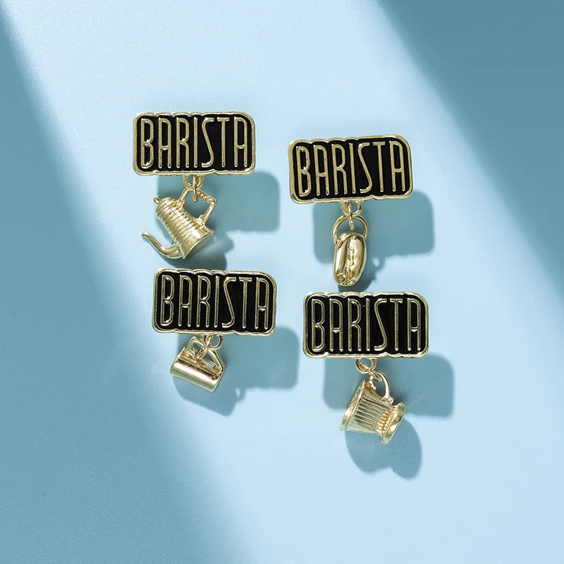 Custom Barista Espresso Blended Metal Brooches Badges Enamel Pin Lapel Printing for Backpack Jewelry Gifts Coffee Bean Pot