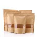 Wholesale Price Custom Kraft Brown Paper Snack Stand up Pouches with Clear Window Reusable Zipper Top