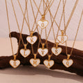 Dreamshow Shell Heart Pendant Necklace Initial Letter Jewelry Set Gold Plated Necklace 316L Stainless Steel Jewelry