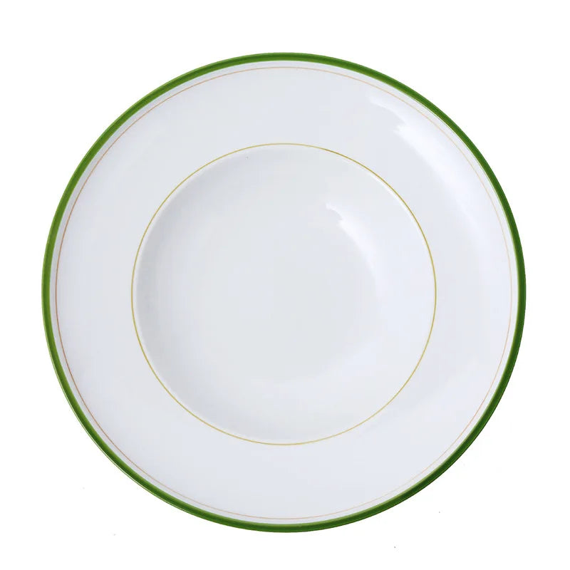 INS Wind Ceramic Underglaze Color Delineated Spaghetti Plate Deep Plate Western Dessert Cake Plate Steak Tableware FruitSet