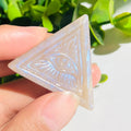 Wholesale Natural Blue Moonstone Triangle Devil's Eye Crystal Craft Carvings Healing Energy Stone for Gifts