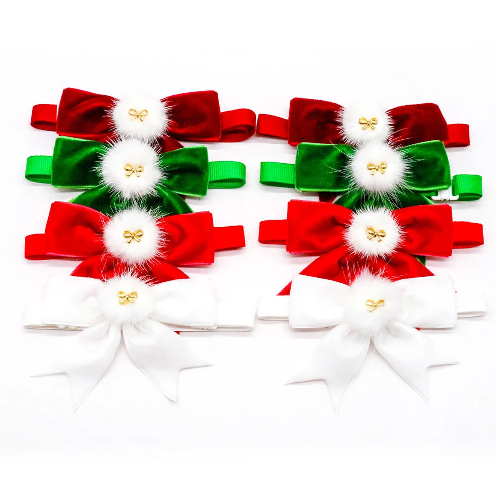 Solid Color Bow Tie Pet Accessories Velvet Adjustable Collar for Pets New Cross-Border Product