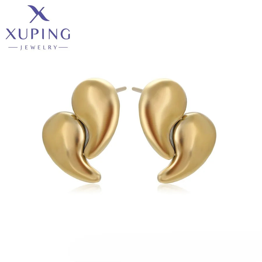 T000953003 XUPING JEWELRY 14K Gold Color Classic Stainless Steel Korean Vintage Fashion Gold Plated Fine Earrings