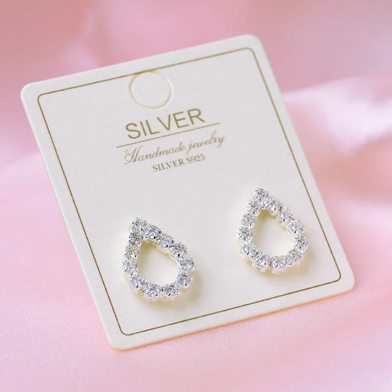 Fashion Hot Sale S925 Silver Needle Zircon Jewelry Alloy Stud Earrings Hollow Teardrop Korean Earrings for Women Weddings