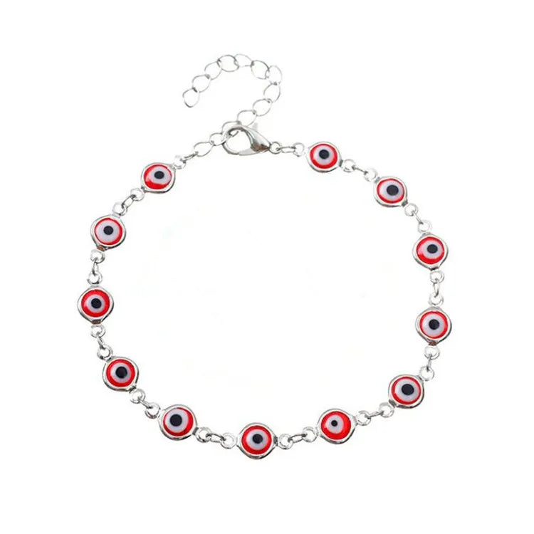 Cheap Wholesale Silver/ Gold Acrylic Hamsa Turkish Red Eye Bead Bracelet Women Jewelry