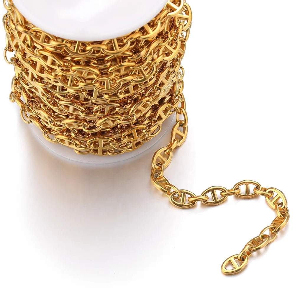 1Meter Fashion Stainless Steel Pig Nose Handwork Chains for Necklace DIY Bracelet Accessories Jewelry Wholesale