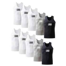 Plus Size Heavyweight White Cotton Breathable Sleeveless Gym Tank Tops Mens T Shirts