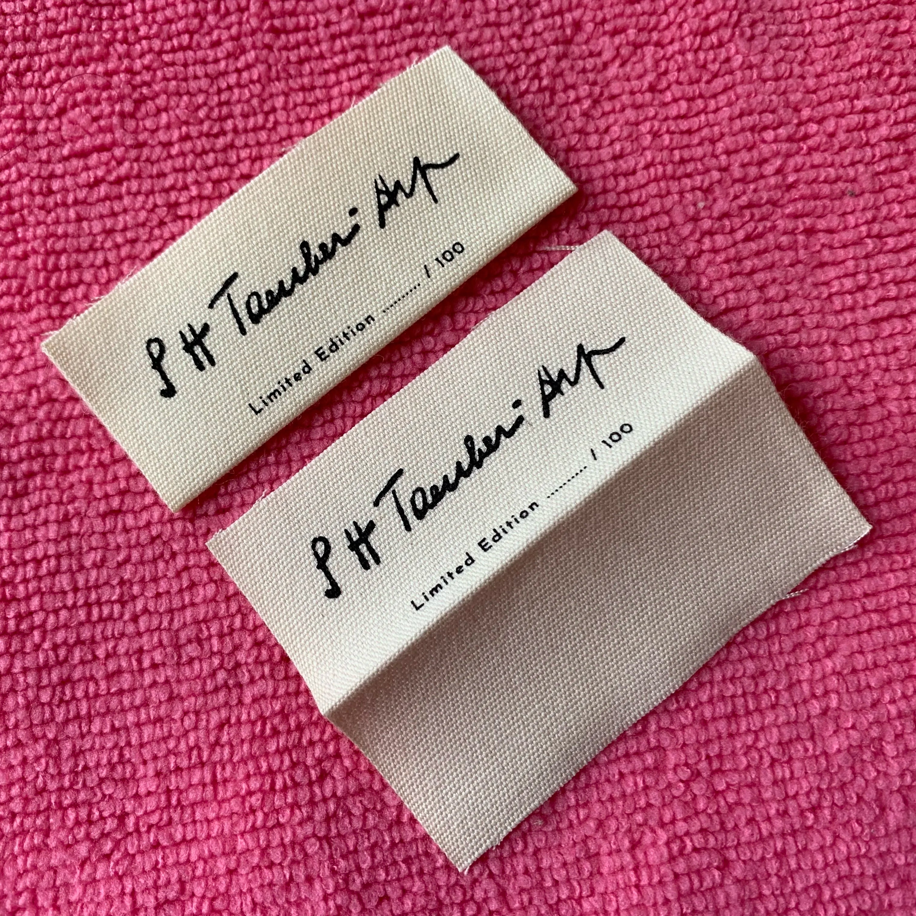 Center Fold Recycled Cotton Fabric Labelcompany logo Natural White Main Cotton Tags