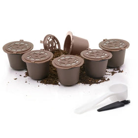 Universal 6 Pods Reusable Metal Coffee Filter System Wareset Cafe Refillable Capsules with Cup Refilling Cap