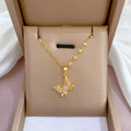 Sparkling Elegant Gold Plating Stainless Steel Butterfly Necklace Crystal Rhinestone Butterfly Necklace for Women Girls Gift