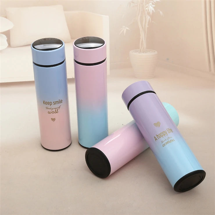 Stainless Steel LED Temperature Display 16oz Vacuum Flask with 12-24hr Thermal Insulation for Outdoor Sports