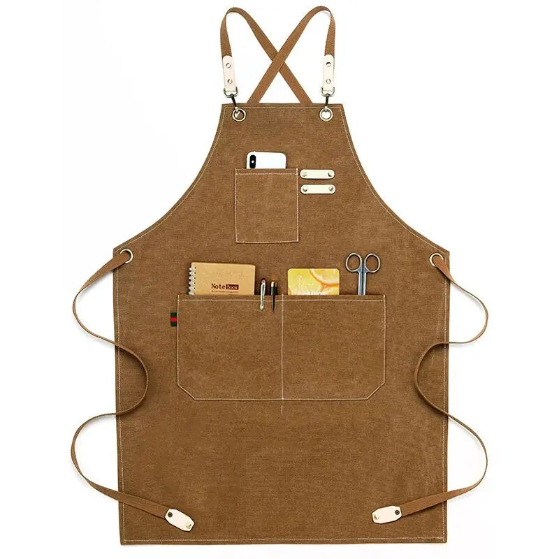 High Quality Cotton Canvas Work Apron with Adjustable Strap Chef Apron Kitchen Cooking Baking Apron