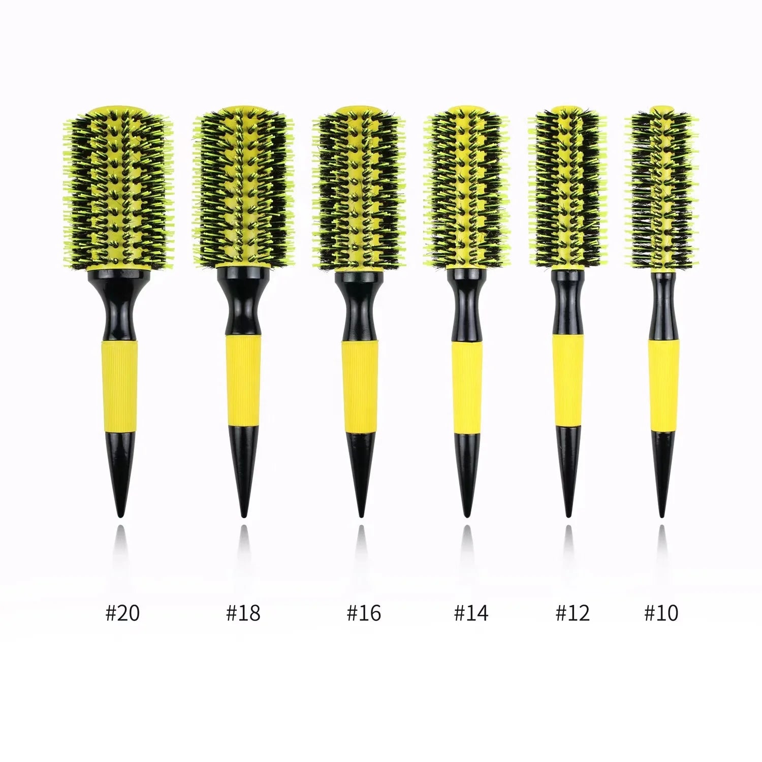 Barber Salon Wooden Paddle Vent Hair Brush Boar Bristle Nylon 6 Sizes Compact Massage Styling Tool Yellow Brazil Curler