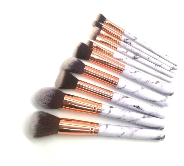 Portable Marble 10 Makeup Brush Set 5 Large 5 Small Makeup Brush Set with Bag Wholesale Eyeshadow Makeup Brushes