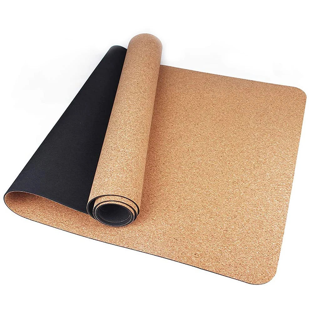 Custom Printed Natural Rubber Cork Yoga Mats Eco Friendly Non Slip Circular Shape Waterproof Carrying Bag