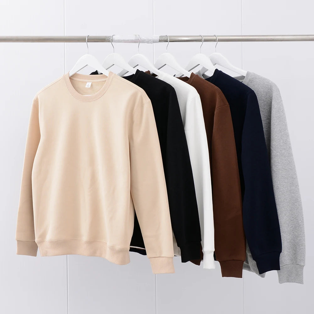 Custom Logo 420g Fleece Crew Neck Sweatshirt for Men and Women Autumn and Winter Versatile Fleece Padded Top