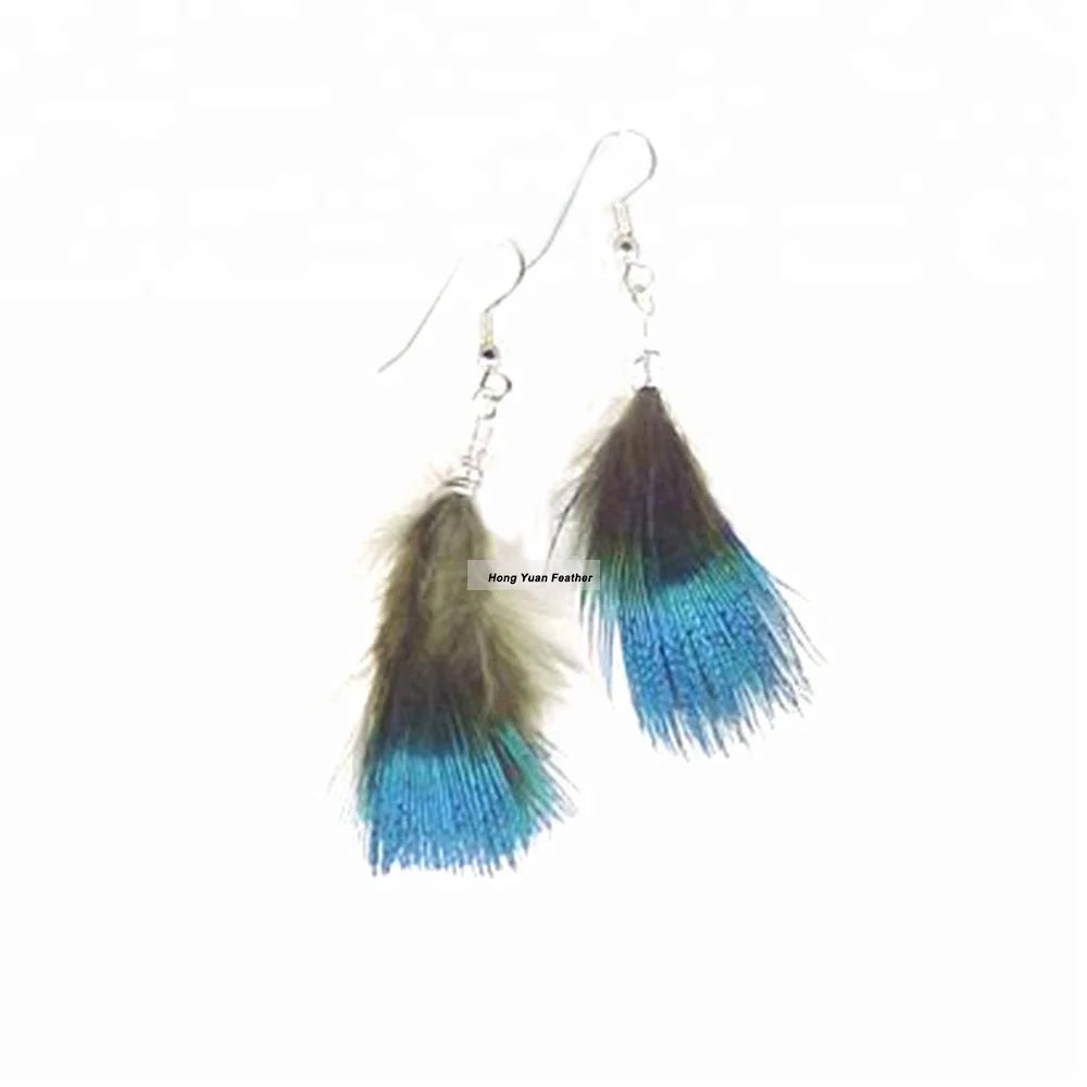 Customize Wholesale Bulk Vintage Handmade Bohemian Boho Long Tassel Real Feather Drop Dangle Hoop Fine Fashion Earring for Women MegaBDM