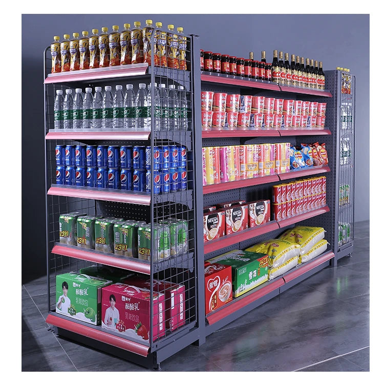 Back Panel Retail Gondola Shelving Shop Shelves Etagere Supermarket Shelf Gondola Display Rack Shef
