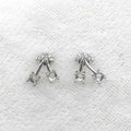 Sterling Silver 3*3mm Semi Mount Stud Earrings Empty Support Blank Claws Setting S925 Base Without Center Stone for DIY Inlay