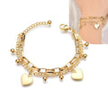 New Arrival Cuban Link Stainless Steel Bracelet Double Layers Bracelet Adjustable Heart Pendant Bracelet for Women and Girls