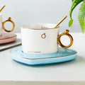 230ml Heart Shaped Couple Design Ceramic Coffee Saucer Tea Coffee Mug Cup Sets