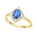 OL0903 Abiding Jewelry 14K Gold Plated 925 Sterling Silver Wonder Woman Jewellery Oval Blue Lab Star Sapphire Ring for Women