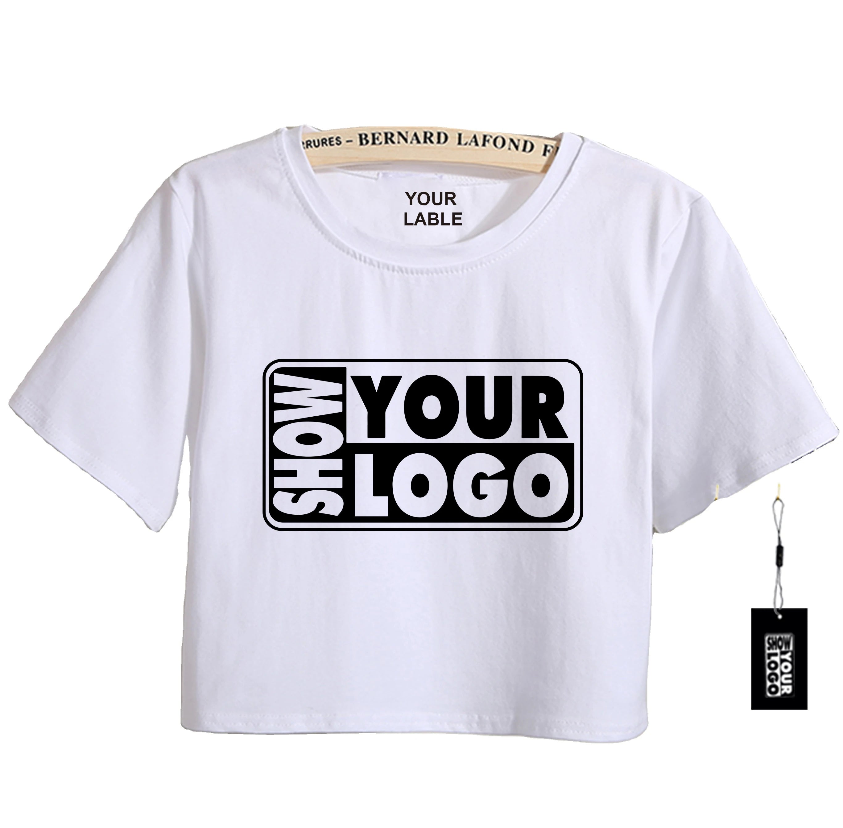Women's Custom Fitness Crop Top T-Shirt 95% Cotton 5% Spandex Short Sleeve Free Label Printing Streetwear Style Jersey Fabric