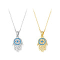 Wholesale 925 Sterling Silver Fatima Hand Pendant Necklace Guarding Hand Adjustable Chain for Lucky Women Fine Jewelry SCN264