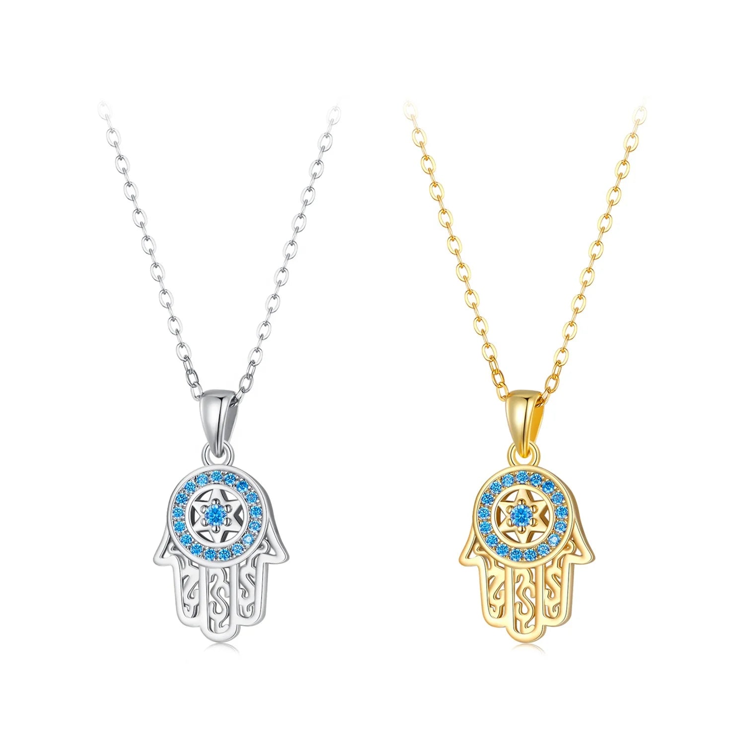 Wholesale 925 Sterling Silver Fatima Hand Pendant Necklace Guarding Hand Adjustable Chain for Lucky Women Fine Jewelry SCN264