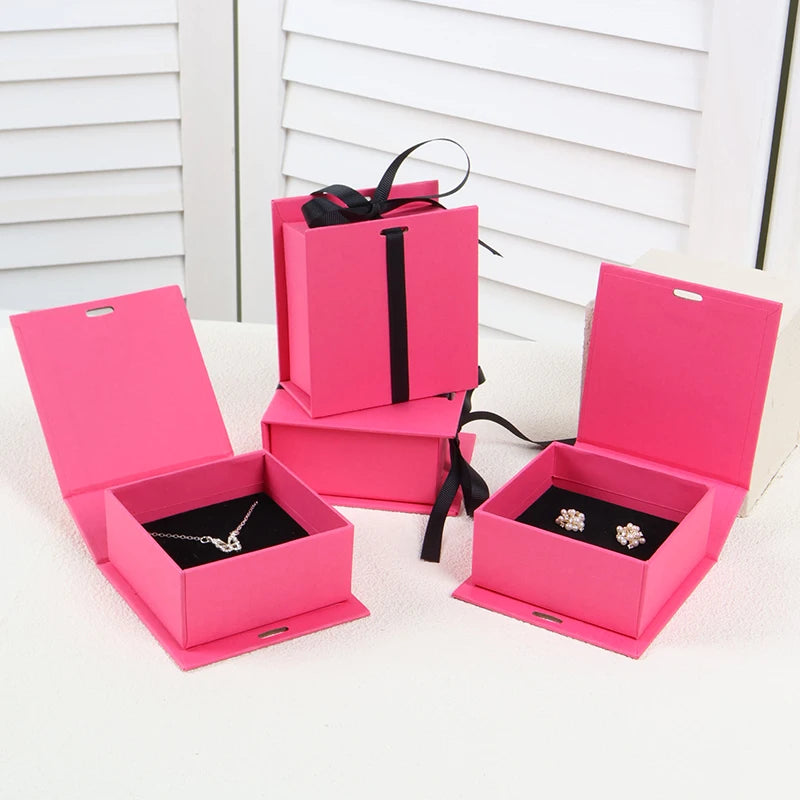 Luxury Small Cardboard Book Shape Jewelry Packaging Box Magnetic for Perfume Small Gifts Ribbon Premium Paperboard Material
