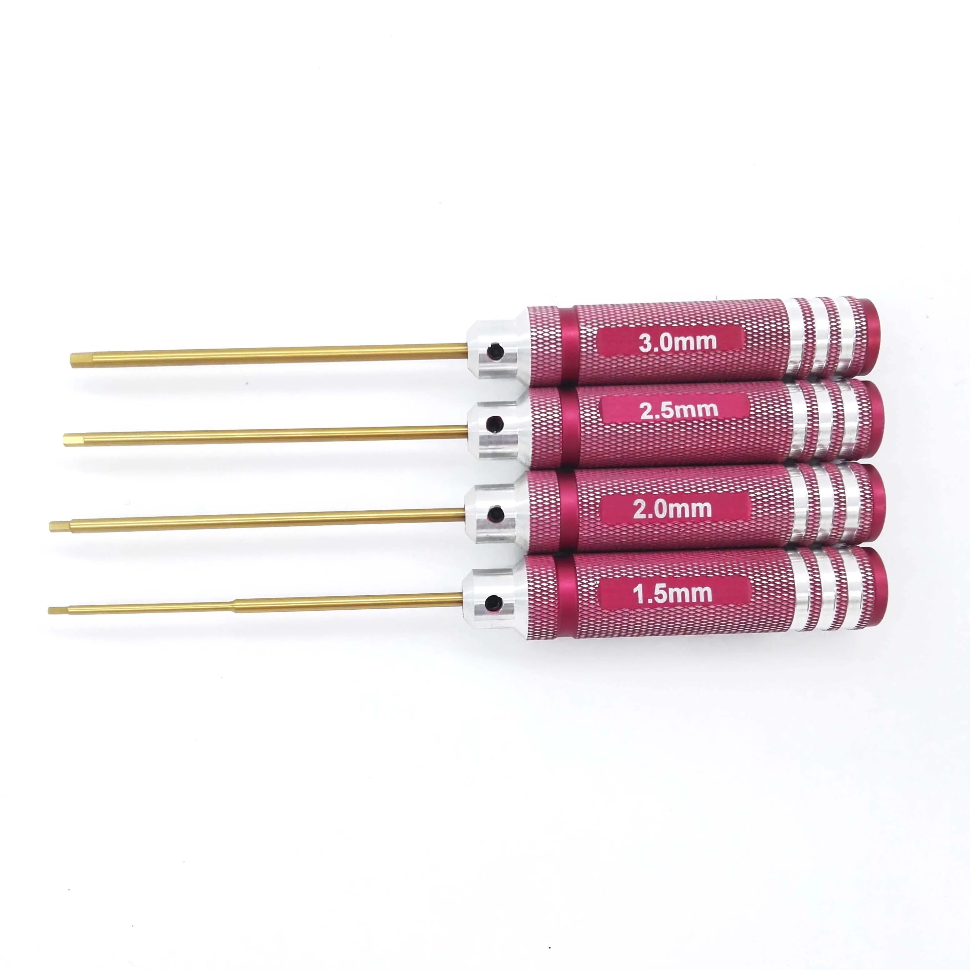 4pcs HSS Magnetic Screwdriver Set with Nickel Aluminum Bronze Handle and 1.5/2.0/2.5/3.0mm Sizes for DIY Customized OEM RC Tools