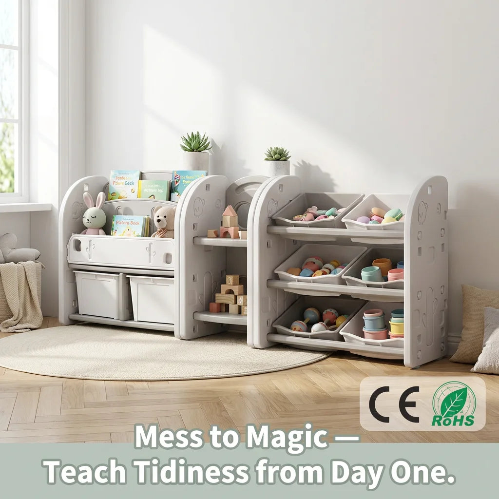 Mess to Magic Kids Toy Storage Organizer Teach Tidiness Kids Toy Storage Organizer Modular Hub for Toddlers Ce Rohs Safe Seating