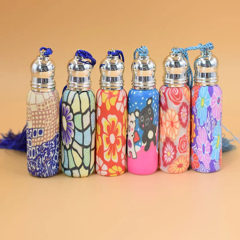 Hot Sale 10ml Colorful Empty Soft Ceramic Essential Oil Bottle Portable Roll on Perfume Bottles