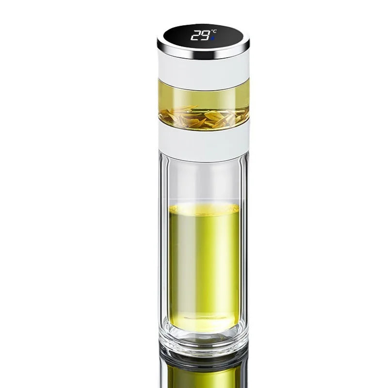 FX Bottle 450ml Business Gift Cup Double Wall Glass With Custom Logo Free Office Tea Drinking Bottle