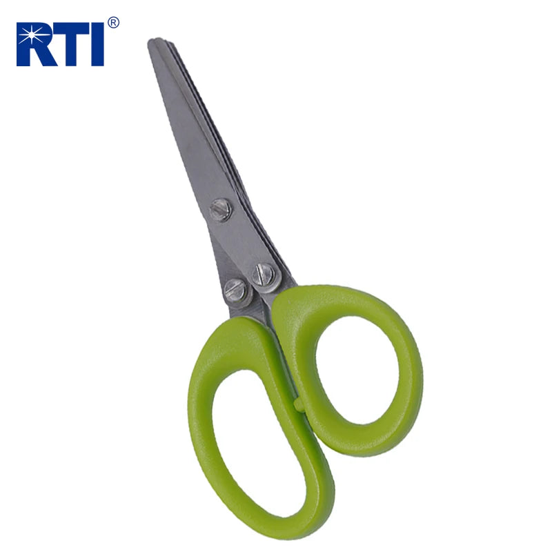 Multi-functional Stainless Steel Kitchen Scissors Shredded Scallion Cut Herb Spices Scissors Triple Blade Worm Fishing Scissors