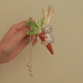 Light Luxury Full Diamond Carrot Rhinestone Bunny Hair Claw Hairpin Hairpins Big Bow Hair Clip Hairpins Women Hair Clips