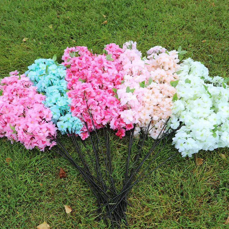 E07531 Wholesale High Quality pink White Fake Sakura Flower Tree Stem Silk Artificial Cherry Blossom Flowers Branches for Decor