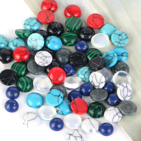 5pcs 2mm-22mm Natural Stone Beads Cabochons Flatback Round Opal Turquoises Beads for Jewelry Making DIY Handmade Ring Bracelet