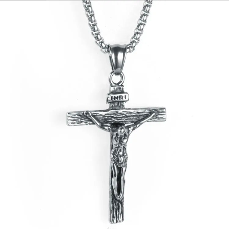 Wholesale Vintage Mary Cross Stainless Steel Jesus Pendant Jewelry Necklace for Men Small