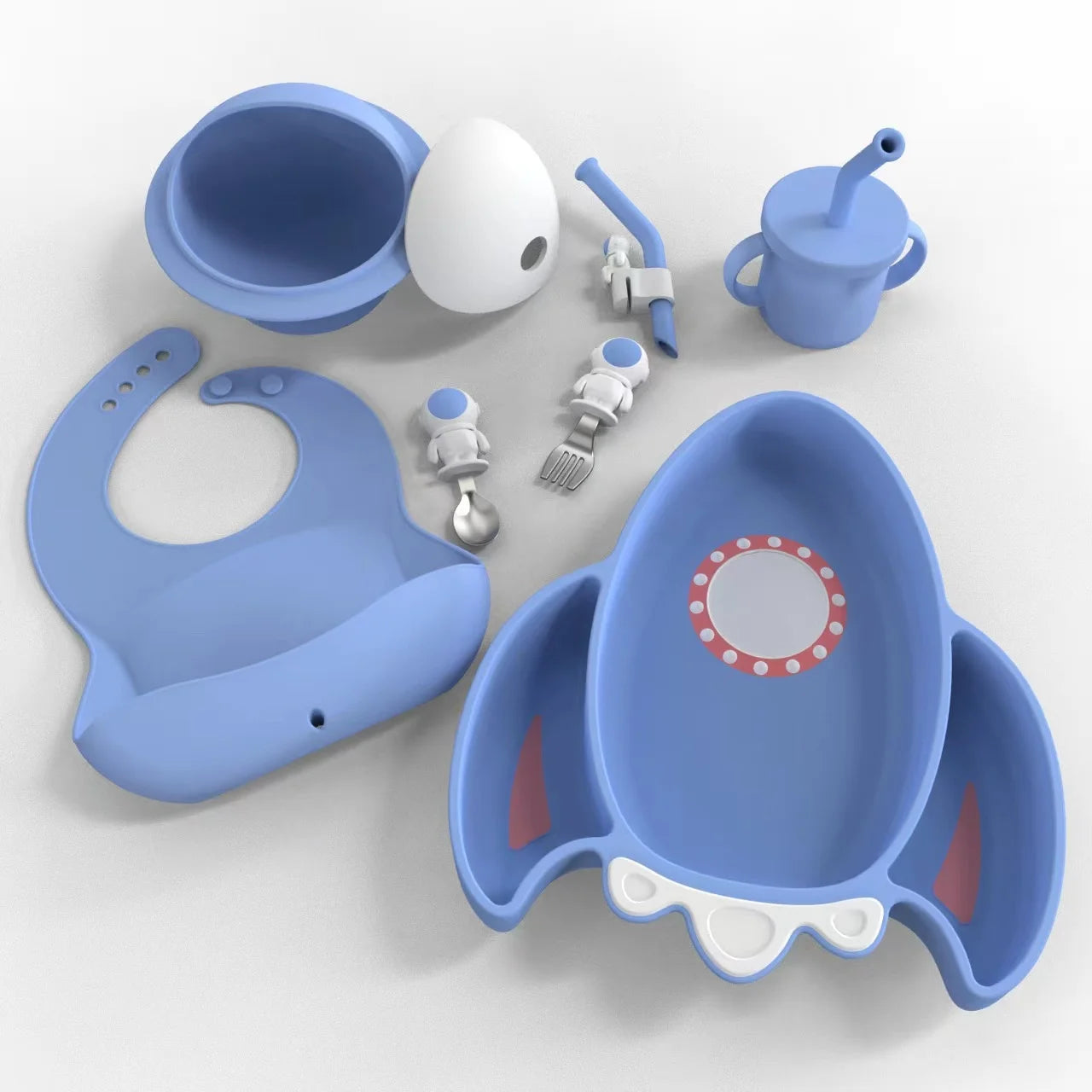 Infant Dishes Plates Tableware Kids Food Grade Spoon Bpa Free Eating Toddler Bowl Placemat Dining Cartoon Classic Silicone Baby