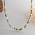 French Vintage Style Necklace Freshwater Pearl Green Natural Stone Necklace Medieval Style Light Luxury Women Necklace Jewelry